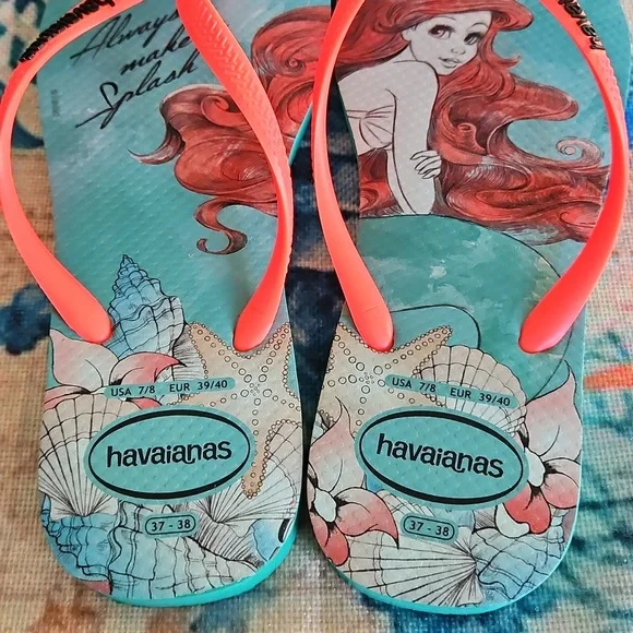 Havaianas Disney Ariel Flip Flops Size 7/8 - Picture 9 of 16